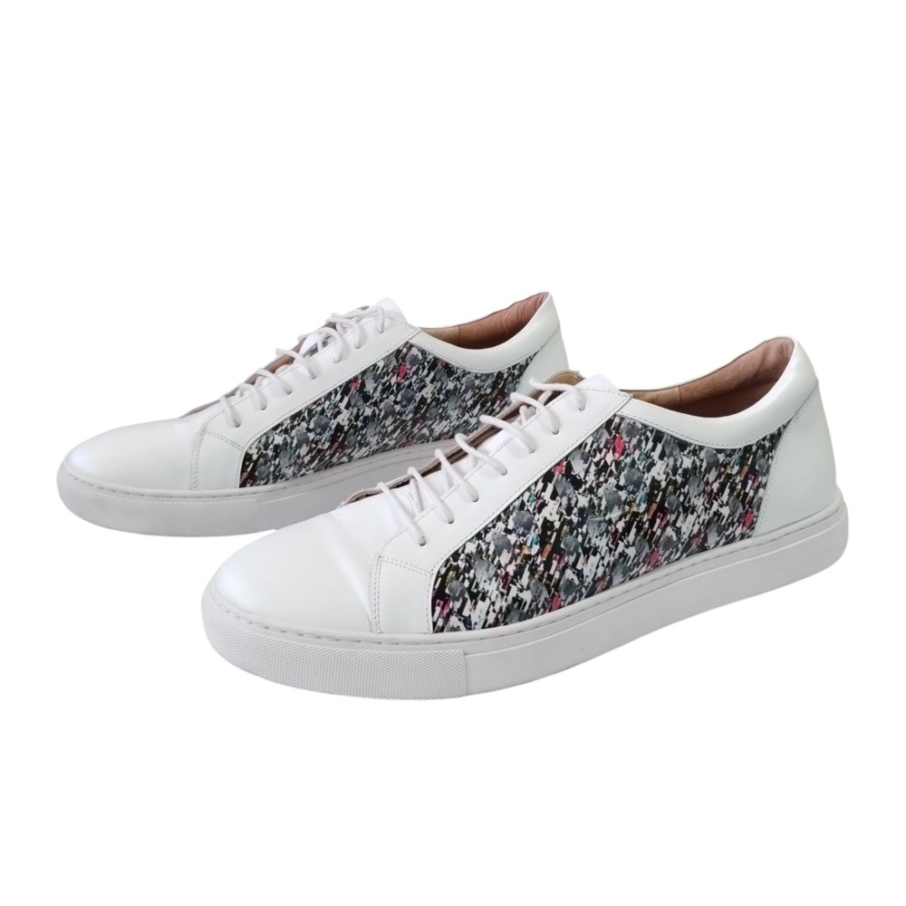 Robert Graham Northcliff White & Multicolor Leather Sneakers Men's‎ 11 Preppy